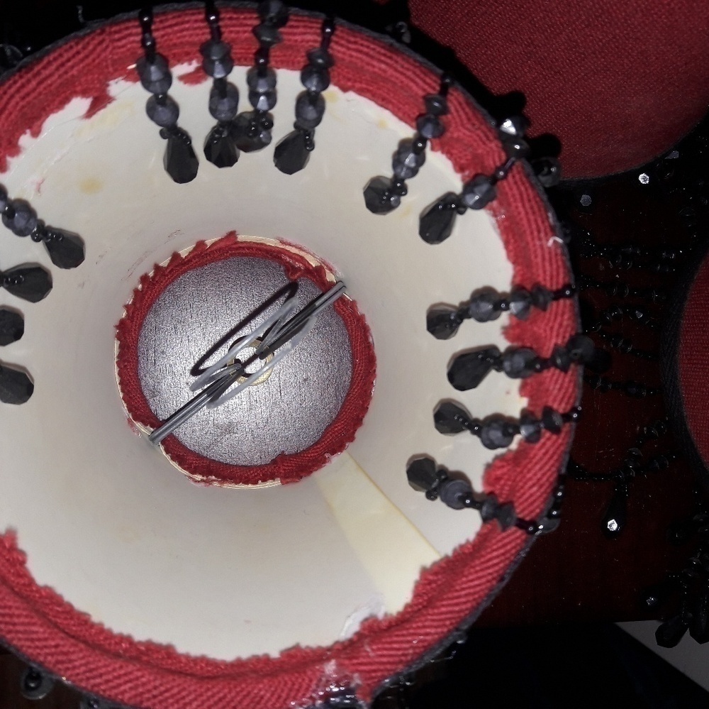 five (5) Red and Black Chandlier Lampshades - Picture 3 of 5